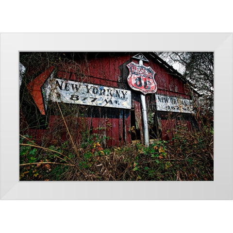 Route 11 Barn Sign White Modern Wood Framed Art Print by Lee, Rachel