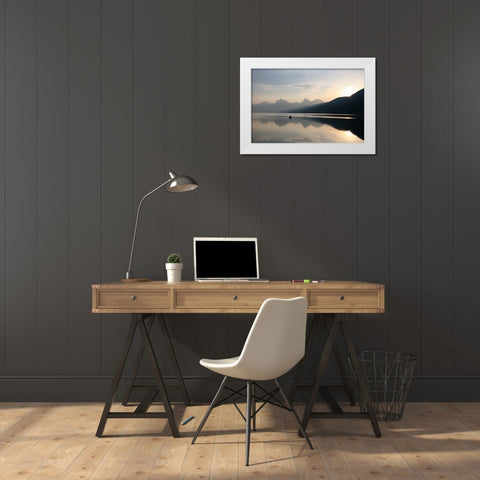 Serene Lake White Modern Wood Framed Art Print by Lee, Rachel