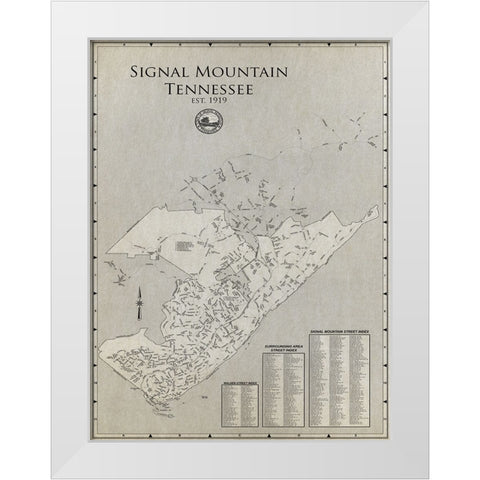 Signal Mountain Map White Modern Wood Framed Art Print by Lee, Rachel