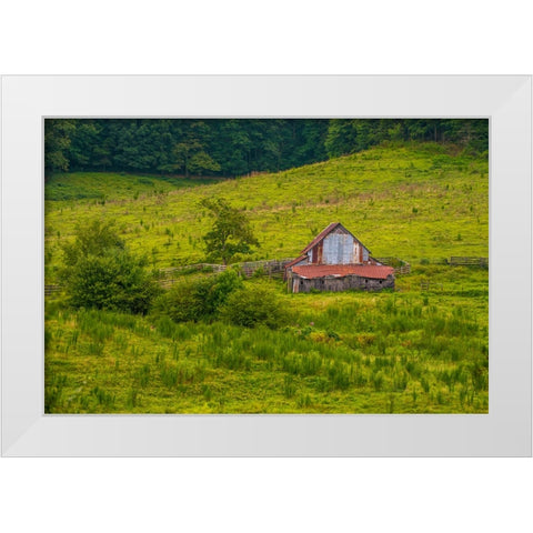 Smokies Barn White Modern Wood Framed Art Print by Lee, Rachel