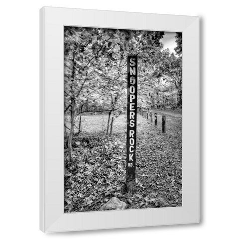 Snoopers Rock Road Sign BW White Modern Wood Framed Art Print by Lee, Rachel