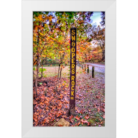 Snoopers Rock Road Sign HDR White Modern Wood Framed Art Print by Lee, Rachel