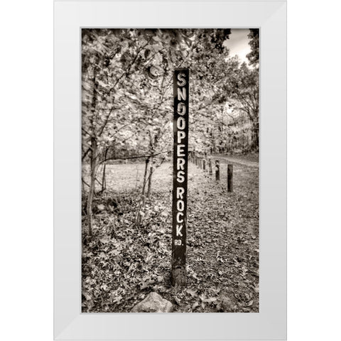 Snoopers Rock Road Sign Sepia White Modern Wood Framed Art Print by Lee, Rachel