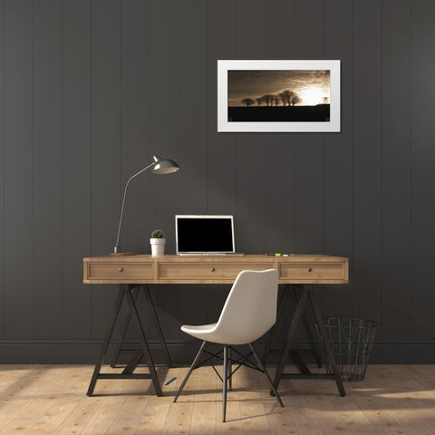 Solitary Trees White Modern Wood Framed Art Print by Lee, Rachel