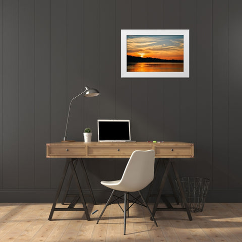Sunset Lake 1 White Modern Wood Framed Art Print by Lee, Rachel