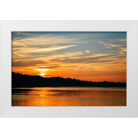 Sunset Lake 1 White Modern Wood Framed Art Print by Lee, Rachel