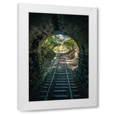 Train Enter Tunnel 1 White Modern Wood Framed Art Print by Lee, Rachel