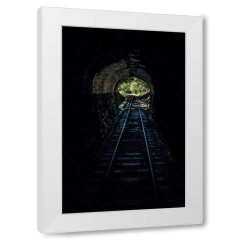 Train Enter Tunnel 2 White Modern Wood Framed Art Print by Lee, Rachel