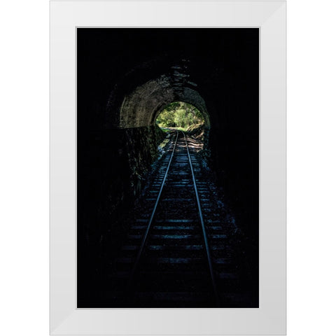 Train Enter Tunnel 2 White Modern Wood Framed Art Print by Lee, Rachel