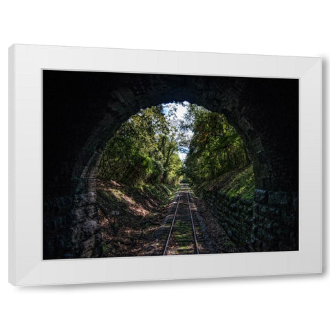 Train Enter Tunnel 3 White Modern Wood Framed Art Print by Lee, Rachel