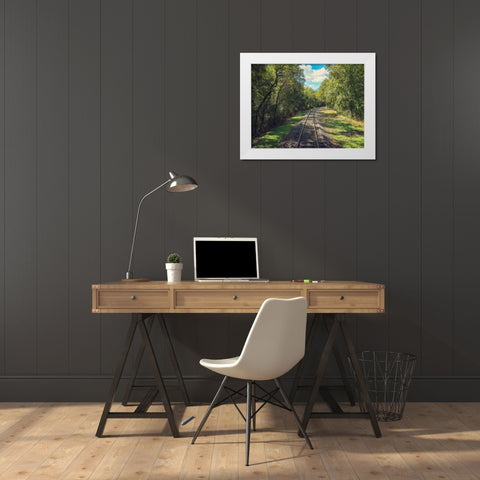 Train Track 4 White Modern Wood Framed Art Print by Lee, Rachel