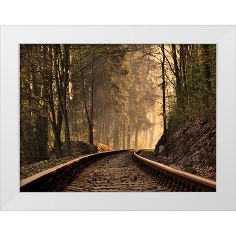 Train Track 9 White Modern Wood Framed Art Print by Lee, Rachel