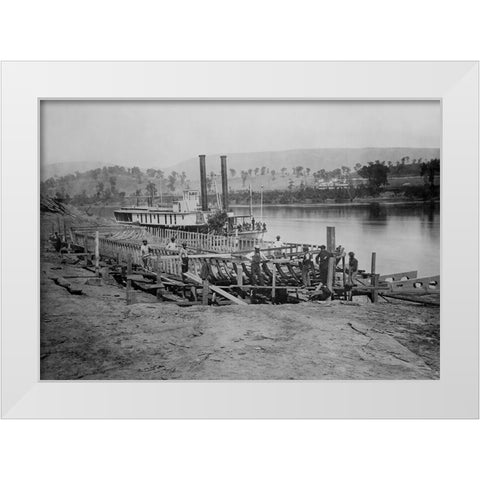 Transport Steamer Building 1864 White Modern Wood Framed Art Print by Lee, Rachel