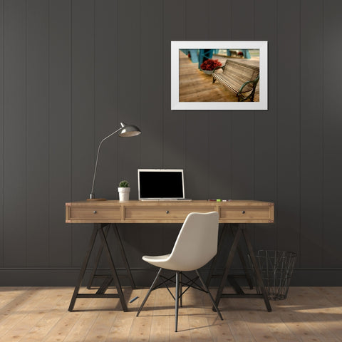 Walnut Bench Glow White Modern Wood Framed Art Print by Lee, Rachel