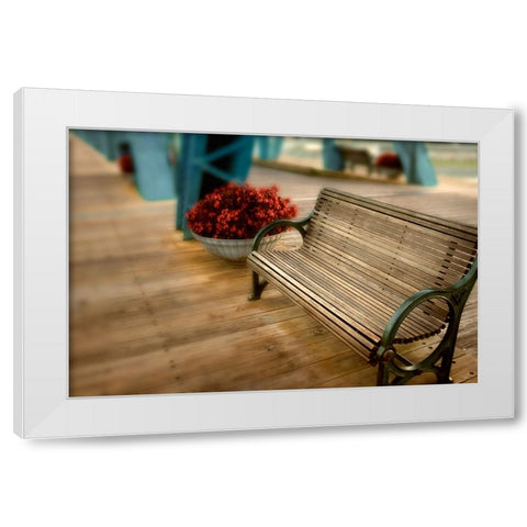 Walnut Bench Glow White Modern Wood Framed Art Print by Lee, Rachel
