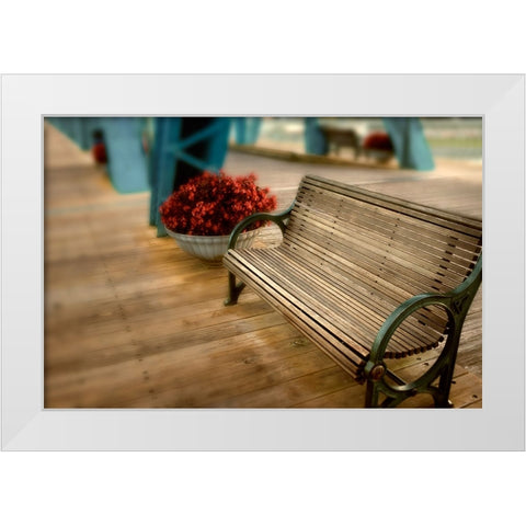 Walnut Bench Glow White Modern Wood Framed Art Print by Lee, Rachel