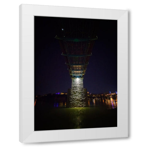 Walnut Bridge Column Night White Modern Wood Framed Art Print by Lee, Rachel