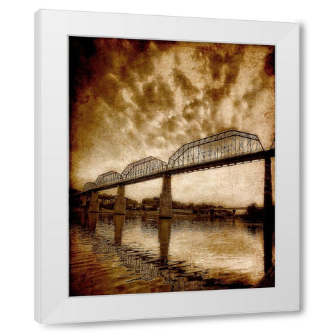 Walnut Bridge Sunset Textured White Modern Wood Framed Art Print by Lee, Rachel