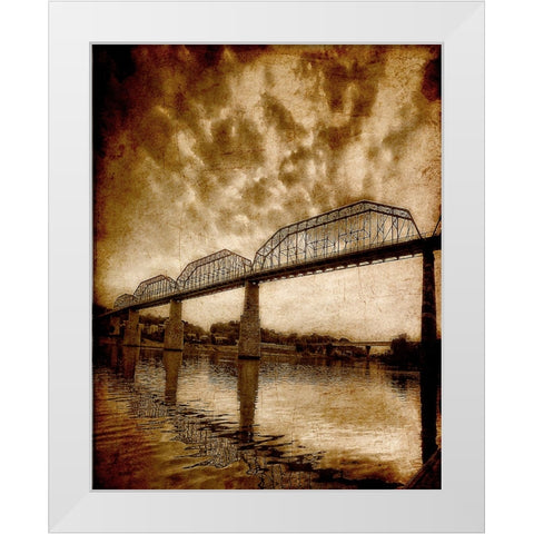 Walnut Bridge Sunset Textured White Modern Wood Framed Art Print by Lee, Rachel