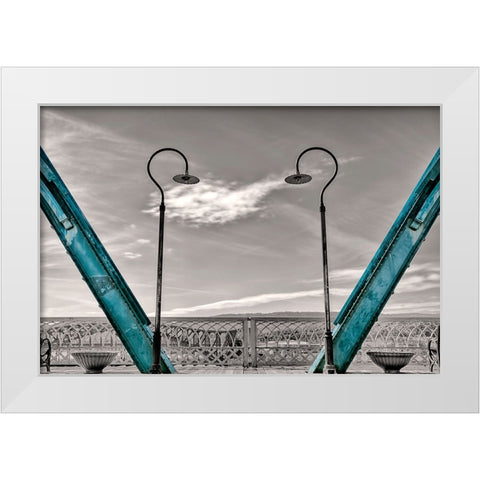 Walnut Love Mask Blue Rail White Modern Wood Framed Art Print by Lee, Rachel