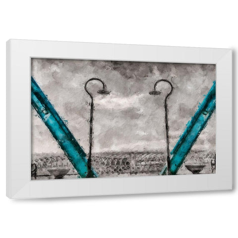 Walnut Love Mask Blue Rail Oil Painting White Modern Wood Framed Art Print by Lee, Rachel
