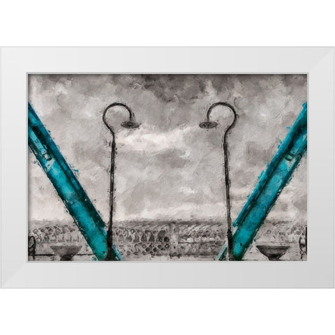 Walnut Love Mask Blue Rail Oil Painting White Modern Wood Framed Art Print by Lee, Rachel