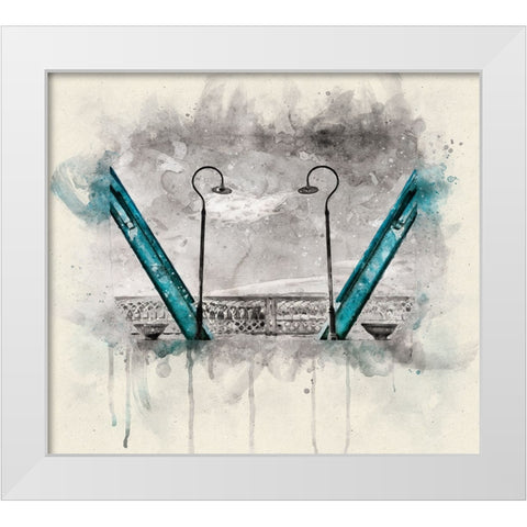 Walnut Love Mask Blue Rail Watercolor White Modern Wood Framed Art Print by Lee, Rachel