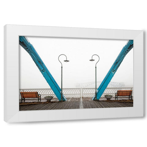 Walnut Posts in Fog White Modern Wood Framed Art Print by Lee, Rachel