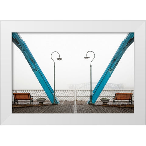 Walnut Posts in Fog White Modern Wood Framed Art Print by Lee, Rachel