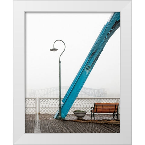 Walnut Posts in Fog Right Crop White Modern Wood Framed Art Print by Lee, Rachel