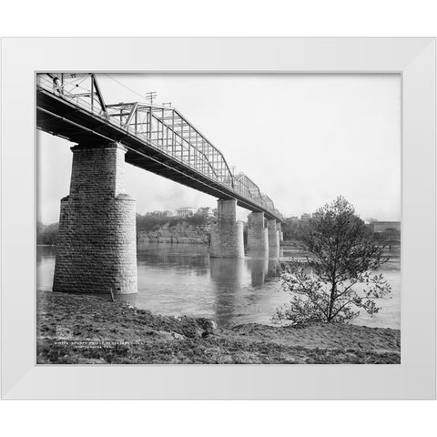 Walnut Street Bridge 1907 White Modern Wood Framed Art Print by Lee, Rachel