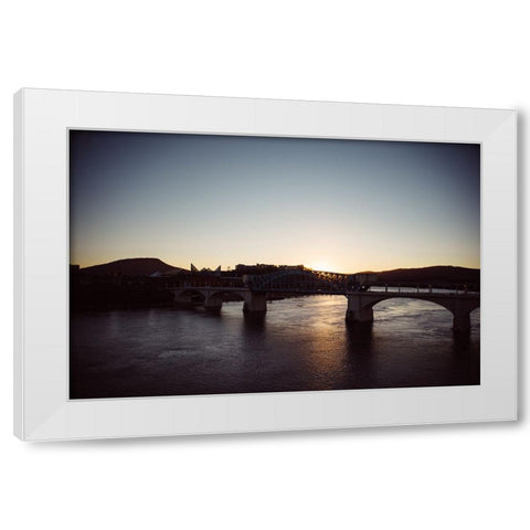 Walnut Street Bridge Sundown White Modern Wood Framed Art Print by Lee, Rachel
