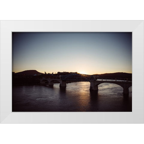 Walnut Street Bridge Sundown White Modern Wood Framed Art Print by Lee, Rachel