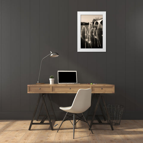 Water Cannons Sepia White Modern Wood Framed Art Print by Lee, Rachel