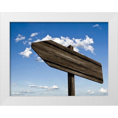 Wooden Arrow Sign White Modern Wood Framed Art Print by Lee, Rachel