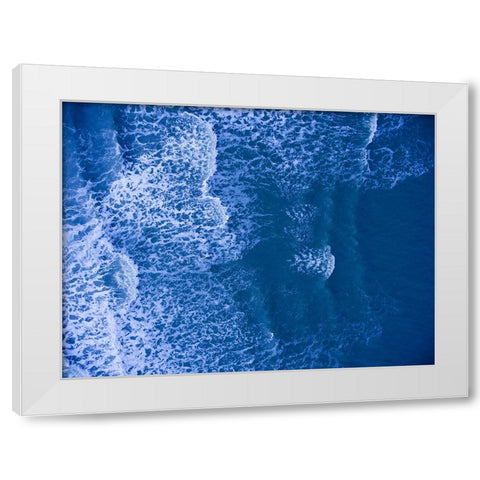 Blue Waves White Modern Wood Framed Art Print by Malone, Will