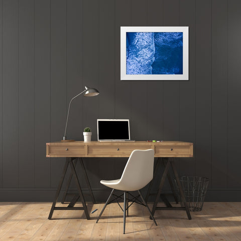 Blue Waves 2 White Modern Wood Framed Art Print by Malone, Will