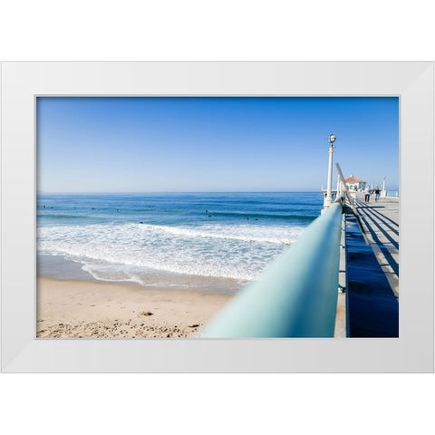 Manhattan Beach Pier White Modern Wood Framed Art Print by Malone, Will