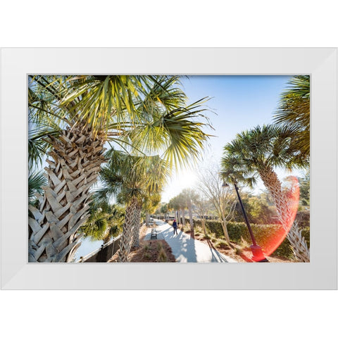 Palm Walk Sun White Modern Wood Framed Art Print by Malone, Will