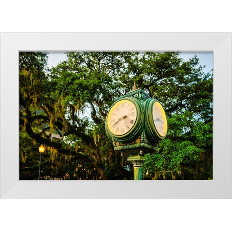 Chain of Parks Clock White Modern Wood Framed Art Print by Malone, Will
