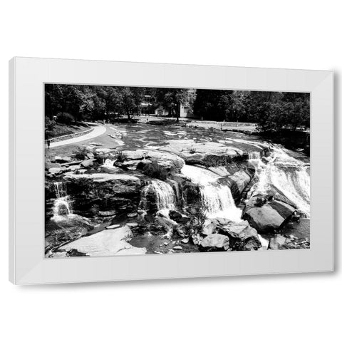 Falls Park BW White Modern Wood Framed Art Print by Malone, Will