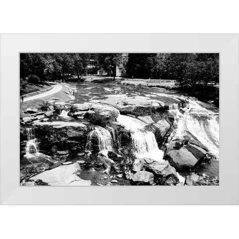 Falls Park BW White Modern Wood Framed Art Print by Malone, Will