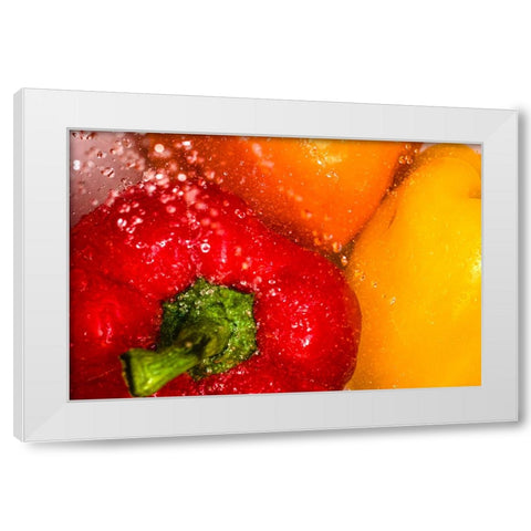 Bell Pepper Bath White Modern Wood Framed Art Print by Malone, Will
