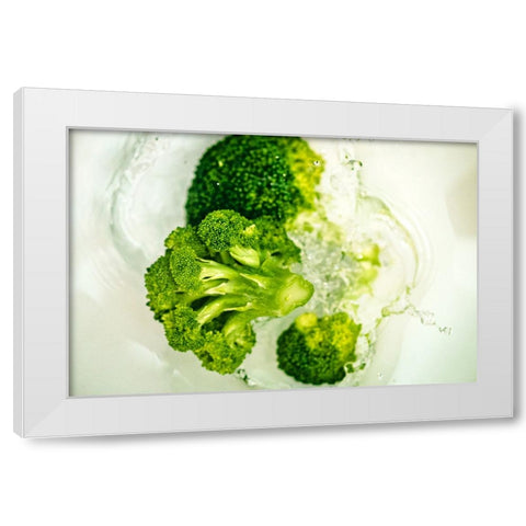Broccoli Dance White Modern Wood Framed Art Print by Malone, Will
