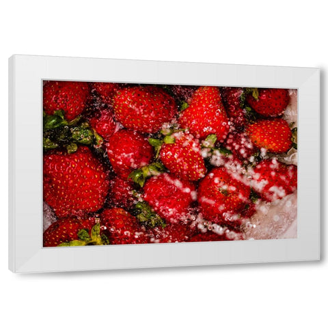 Strawberry Bath White Modern Wood Framed Art Print by Malone, Will