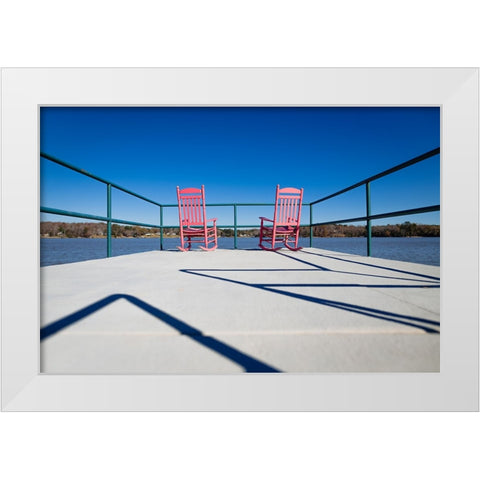 Pink Chairs White Modern Wood Framed Art Print by Malone, Will