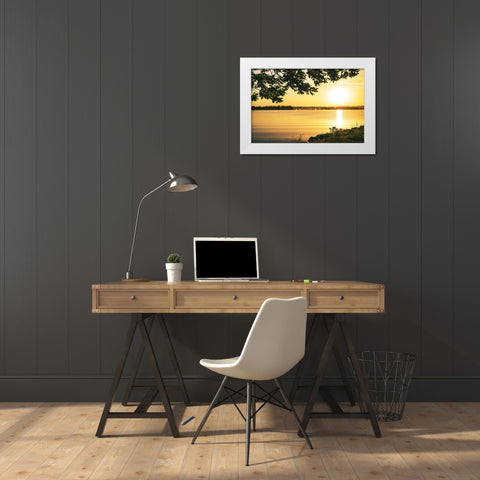 Alabama Line White Modern Wood Framed Art Print by Malone, Will