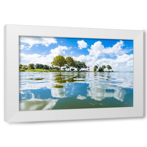 Candy Cane Lighthouse White Modern Wood Framed Art Print by Malone, Will