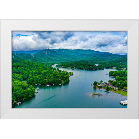 Lake Chatuge Aerial White Modern Wood Framed Art Print by Malone, Will