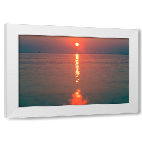 The Red Sun White Modern Wood Framed Art Print by Malone, Will